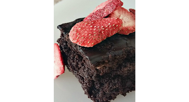 Boozy Brownie Cake with Strawberries Recipe