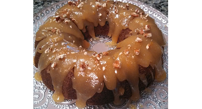 Rum Raisin Carrot Cake with Apricot & Coconut Glaze