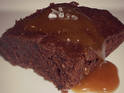 Splash O'Stout Brownies with Salted Caramel Sauce